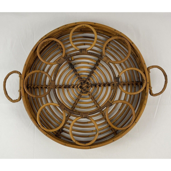 Rare Vtg Twisted Rattan Wicker Serving Tray Or Wall Decor Bohemian Island Style